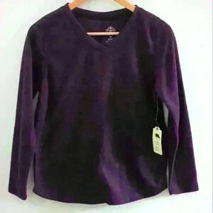 🌴2/$25🌴ST. JOHN'S BAY | Women's Purple/Black Textured Full Fleece Sweater